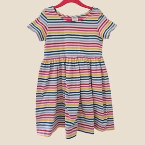 Hanna Andersson Girls Multi Color Stripe Short Sleeve Cotton Play Dress Size 5